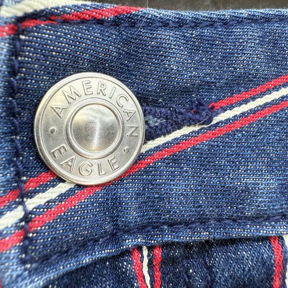 American Eagle Denim Mini Skirt Women's 16R Blue Red White Super Stretch - Picture 6 of 12